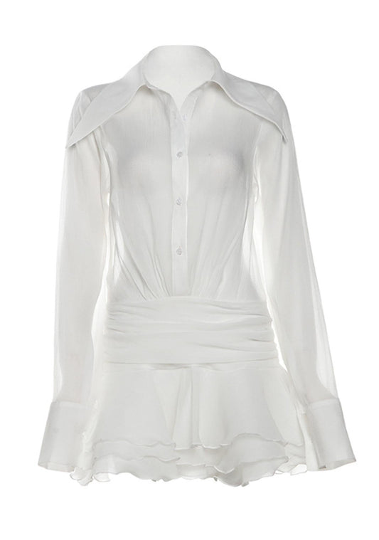 Y2K White Shirt Mini Dress Cherrykitten