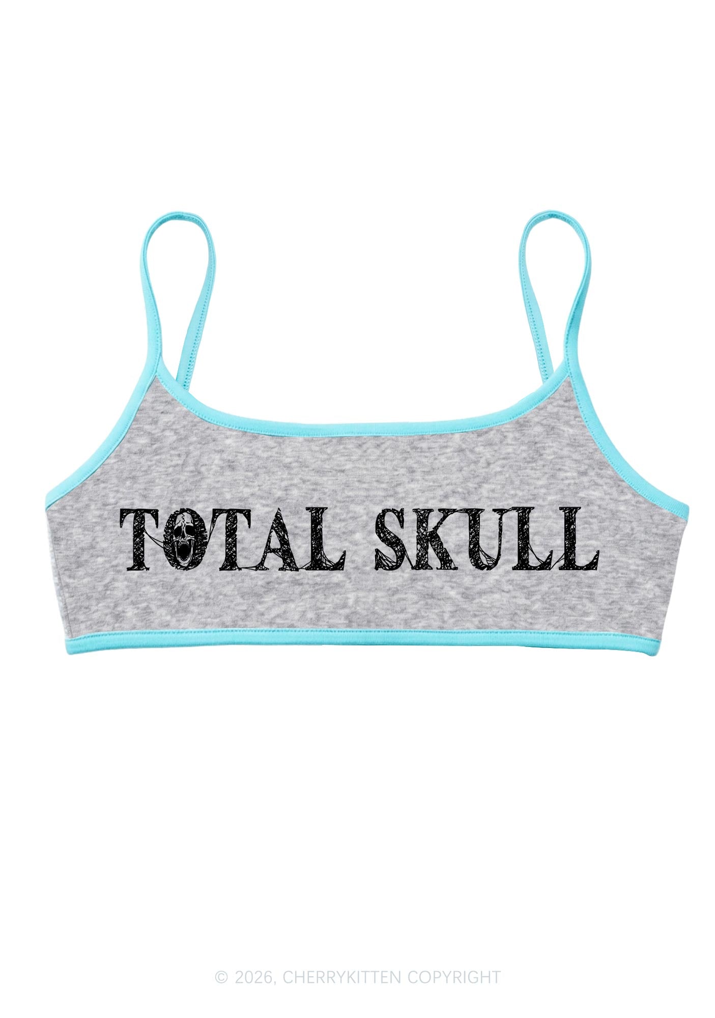 Halloween Total Skull Y2K Super Crop Cami Cherrykitten
