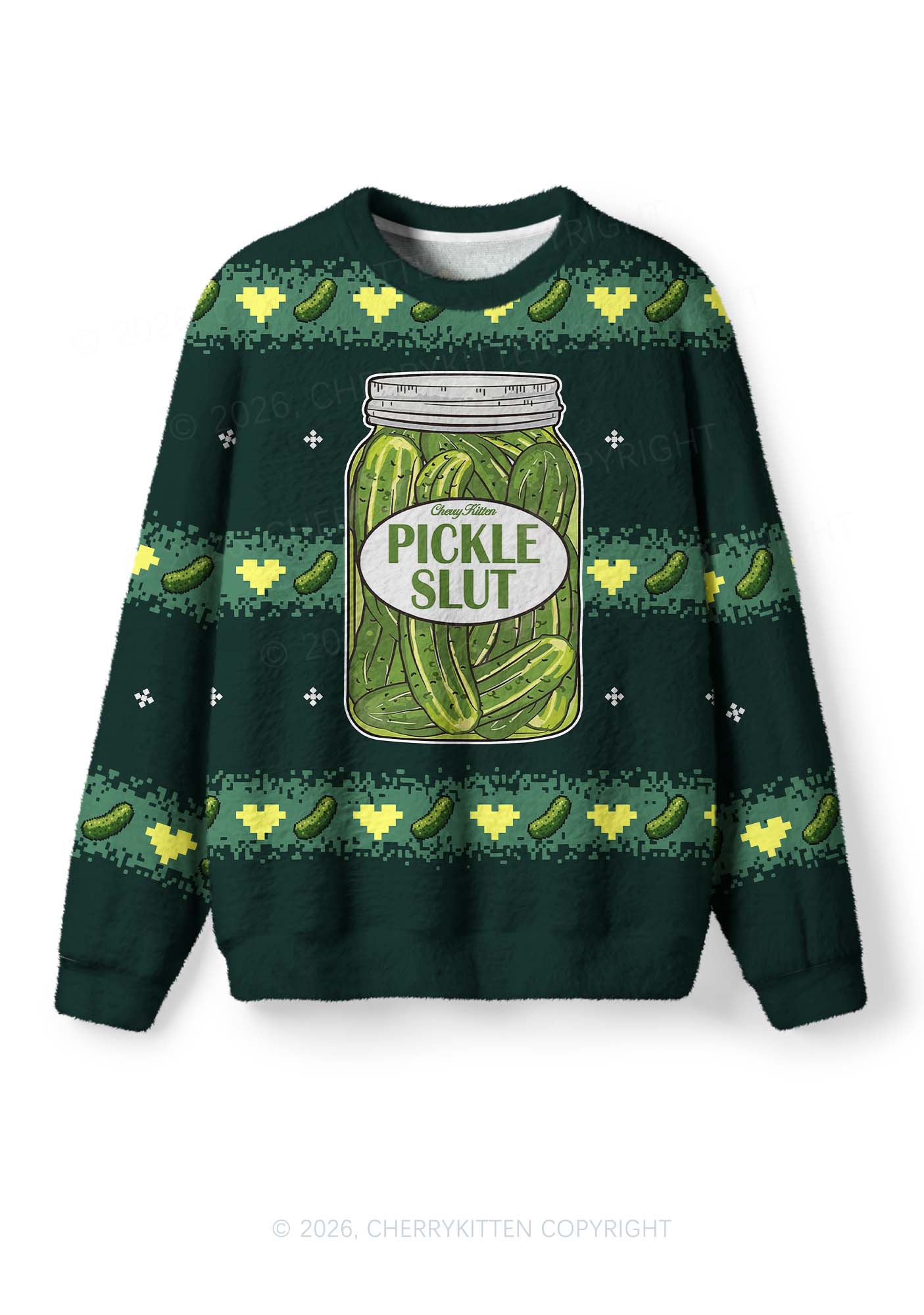 Pickle Slxt Y2K Christmas Knit Sweatshirt Cherrykitten