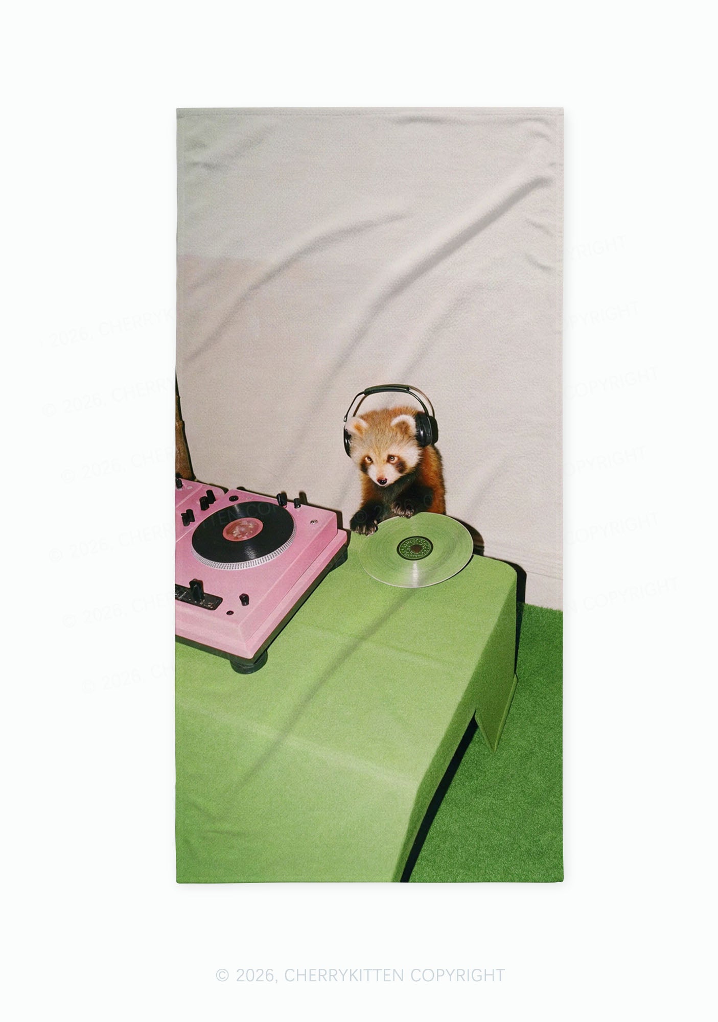 Red Panda DJ Y2K Beach Towel Cherrykitten