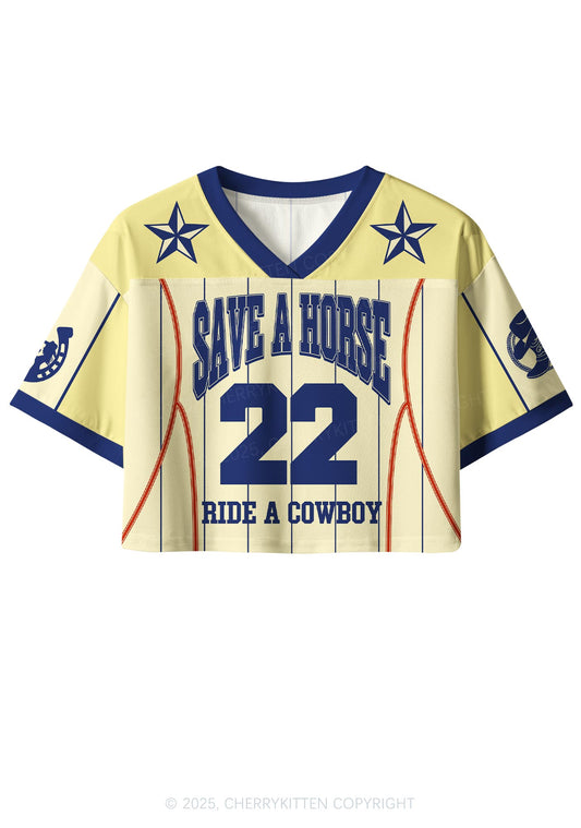 Custom Yellow Save A Horse Y2K Crop Sport Jersey Shirts Cherrykitten