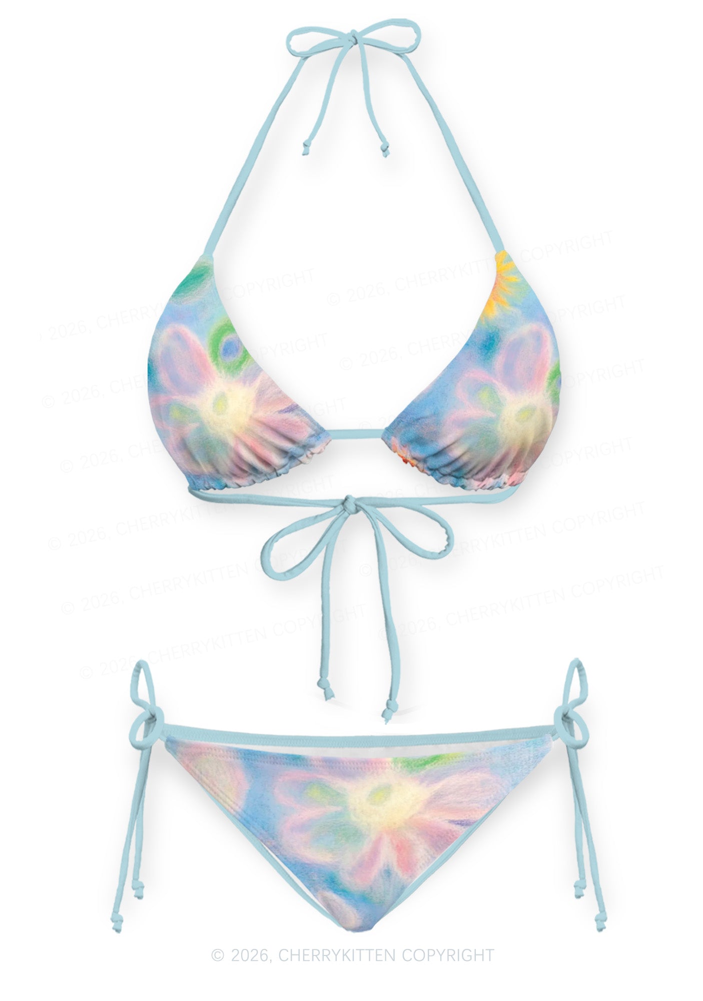 Flower Art Y2K Print Bikini Set Cherrykitten