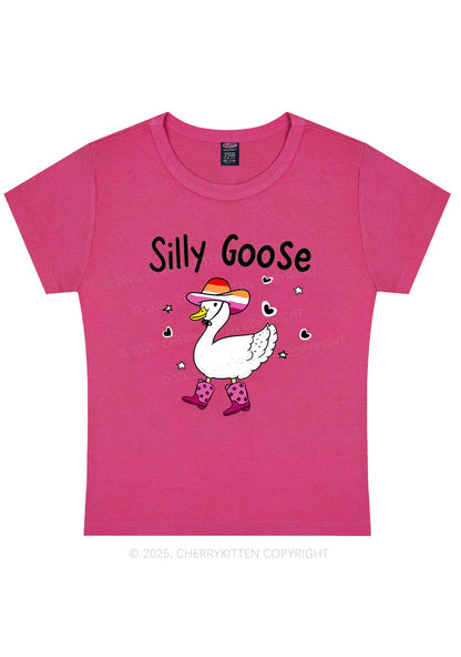 Silly Goose Lesbian Pride Y2K Baby Tee Cherrykitten