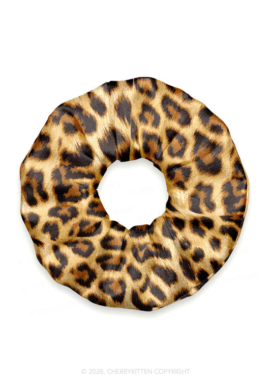 Brown Leopard Y2K Hair Scrunchie Cherrykitten