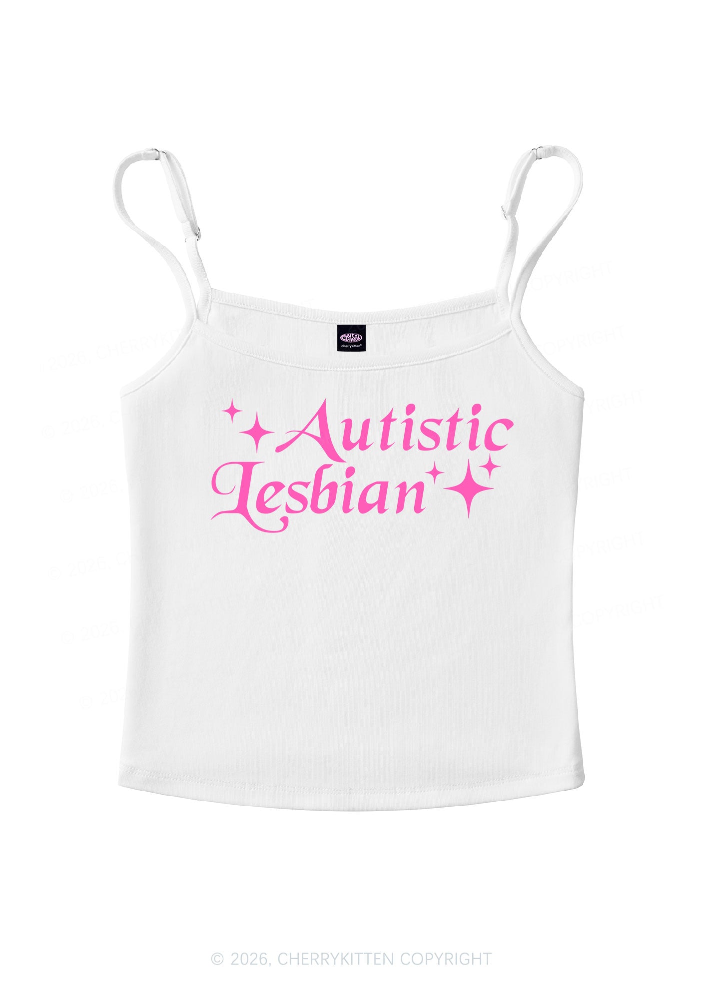 Autistic Lesbian Pride Y2K Spaghetti Strap Cami Cherrykitten