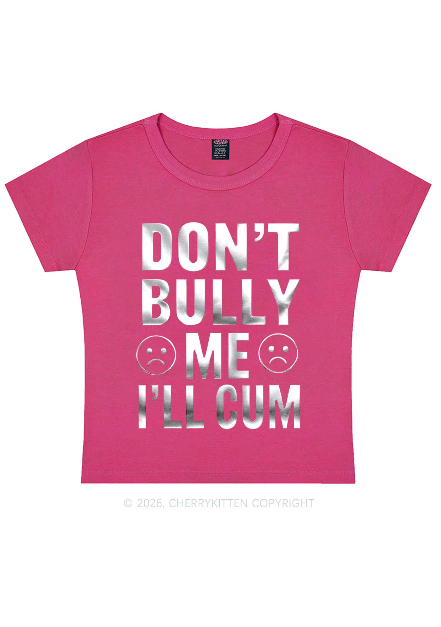 Dont Bully Me Silver Foil Printed Y2K Baby Tee Cherrykitten