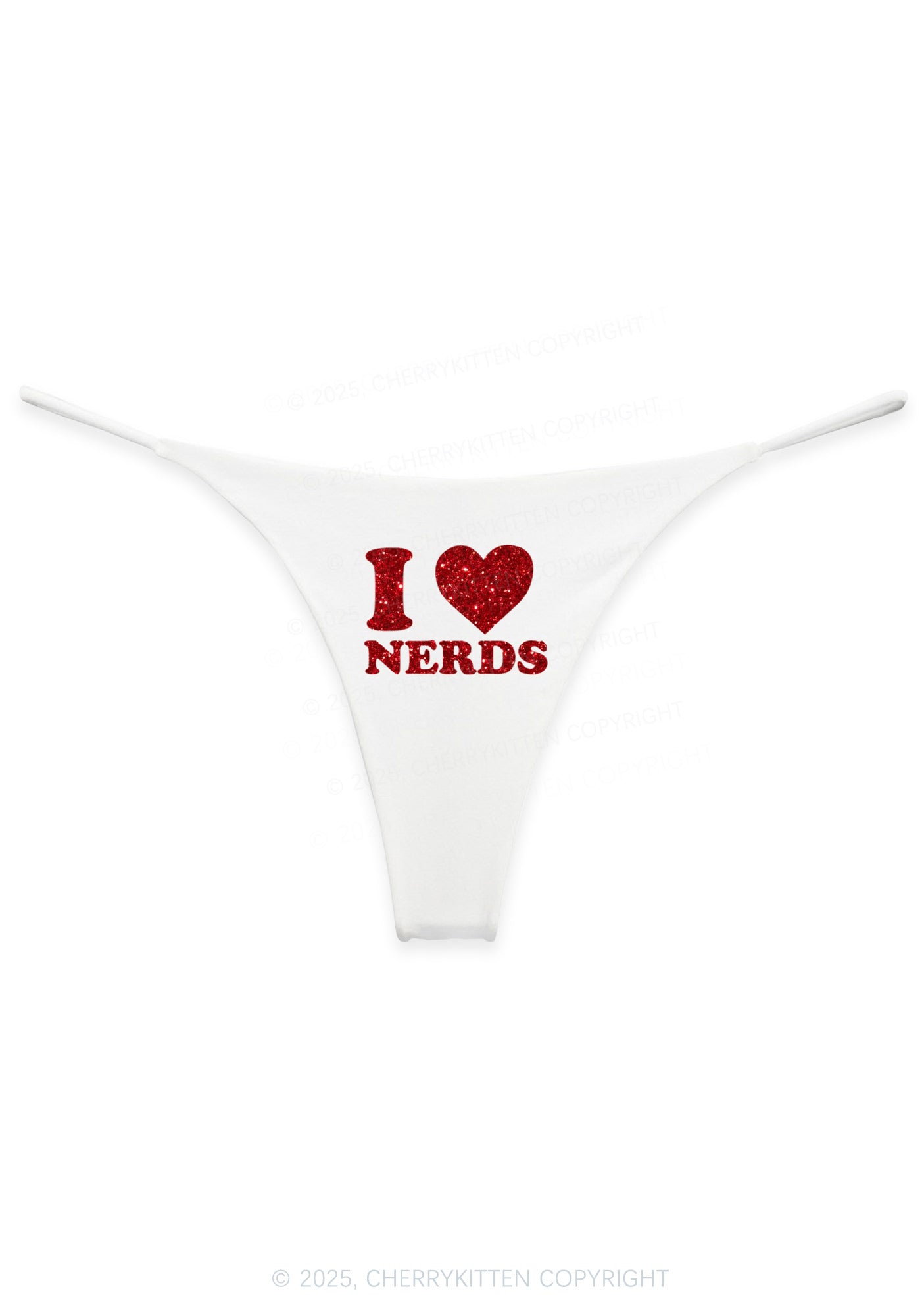 Glitter I Love Nerds Y2K Bikini String Thong Cherrykitten