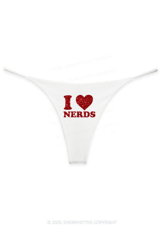 Glitter I Love Nerds Y2K Bikini String Thong Cherrykitten