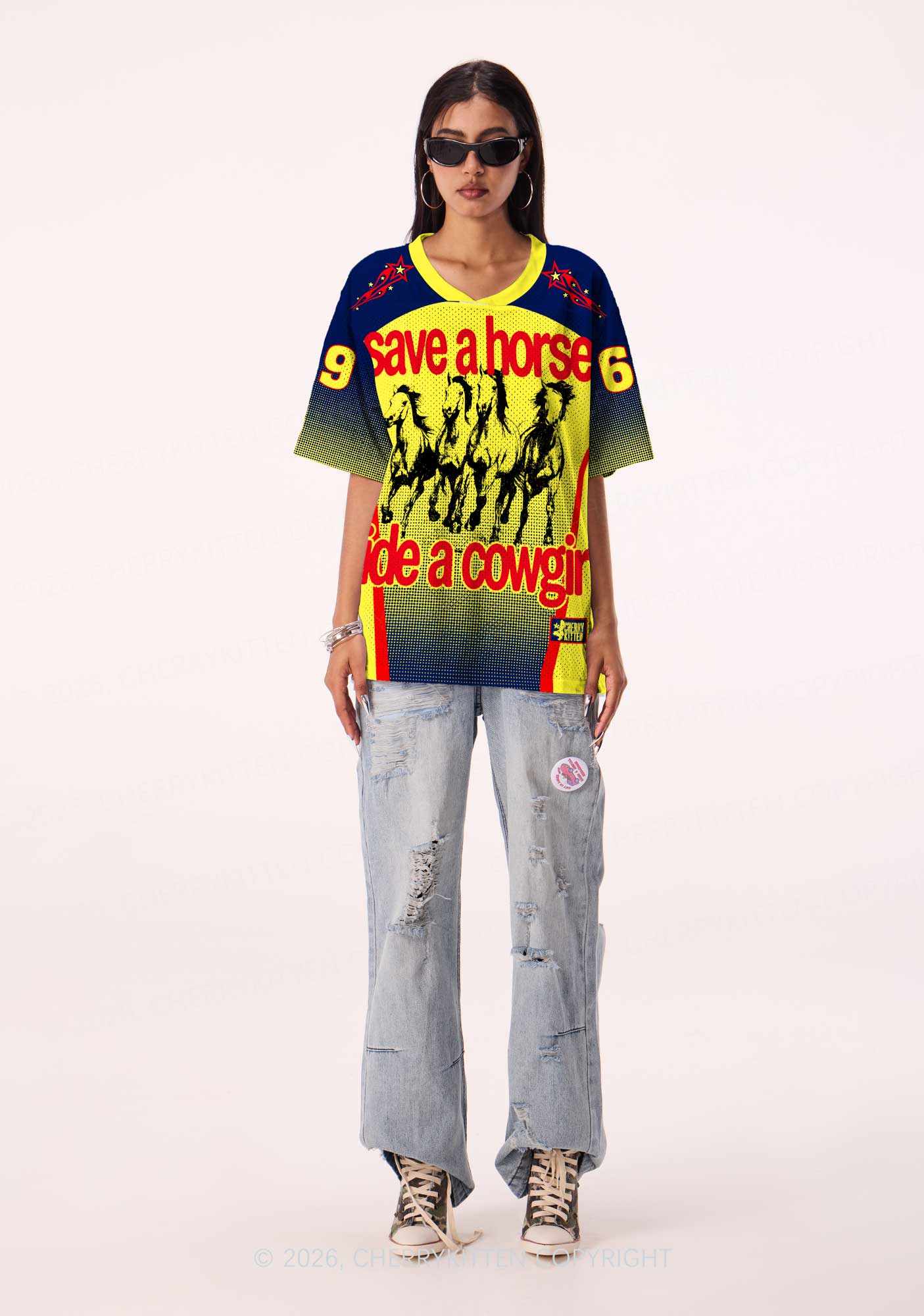 Save Horse Ride Cowgirl Pride Y2K Sport Jersey Shirts Cherrykitten