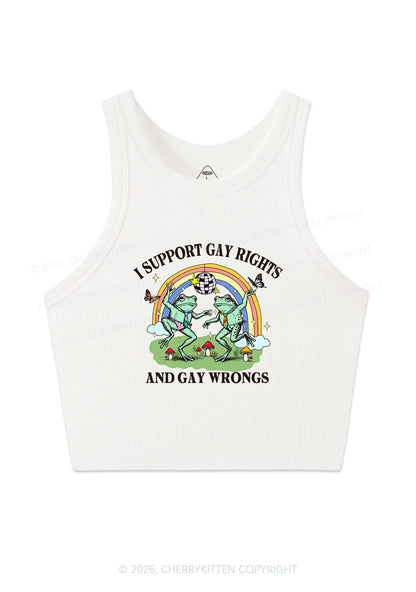 I Support Gay Rights Disco Frogs Y2K Crop Tank Top Cherrykitten