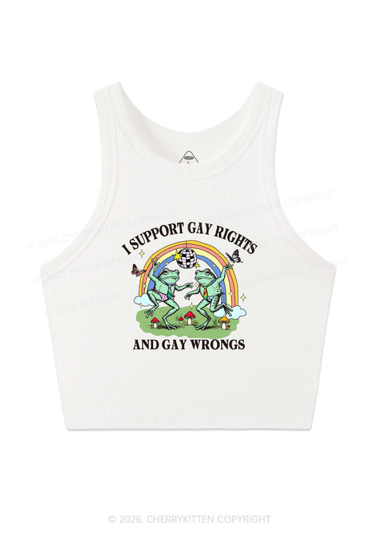 I Support Gay Rights Disco Frogs Y2K Crop Tank Top Cherrykitten