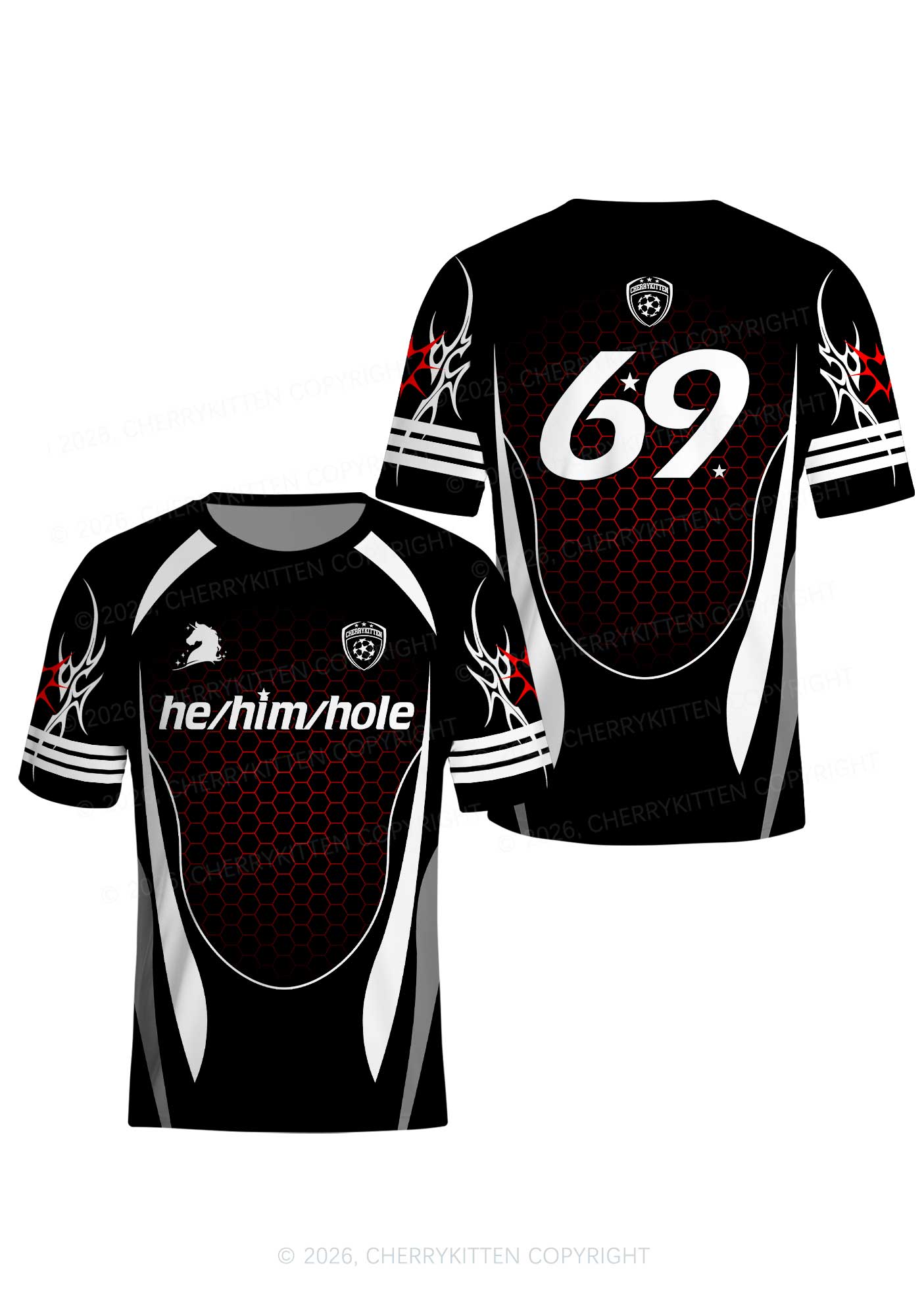 Black He Him Hole Pride Y2K Football Jersey Shirts Cherrykitten