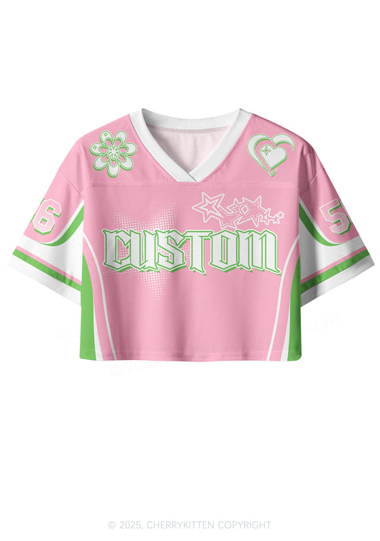 Custom Team Pink Mint Heart Y2K Crop Sport Jersey Shirts Cherrykitten