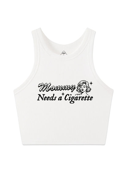 Mommy Needs Cigarette Y2K Crop Tank Top Cherrykitten