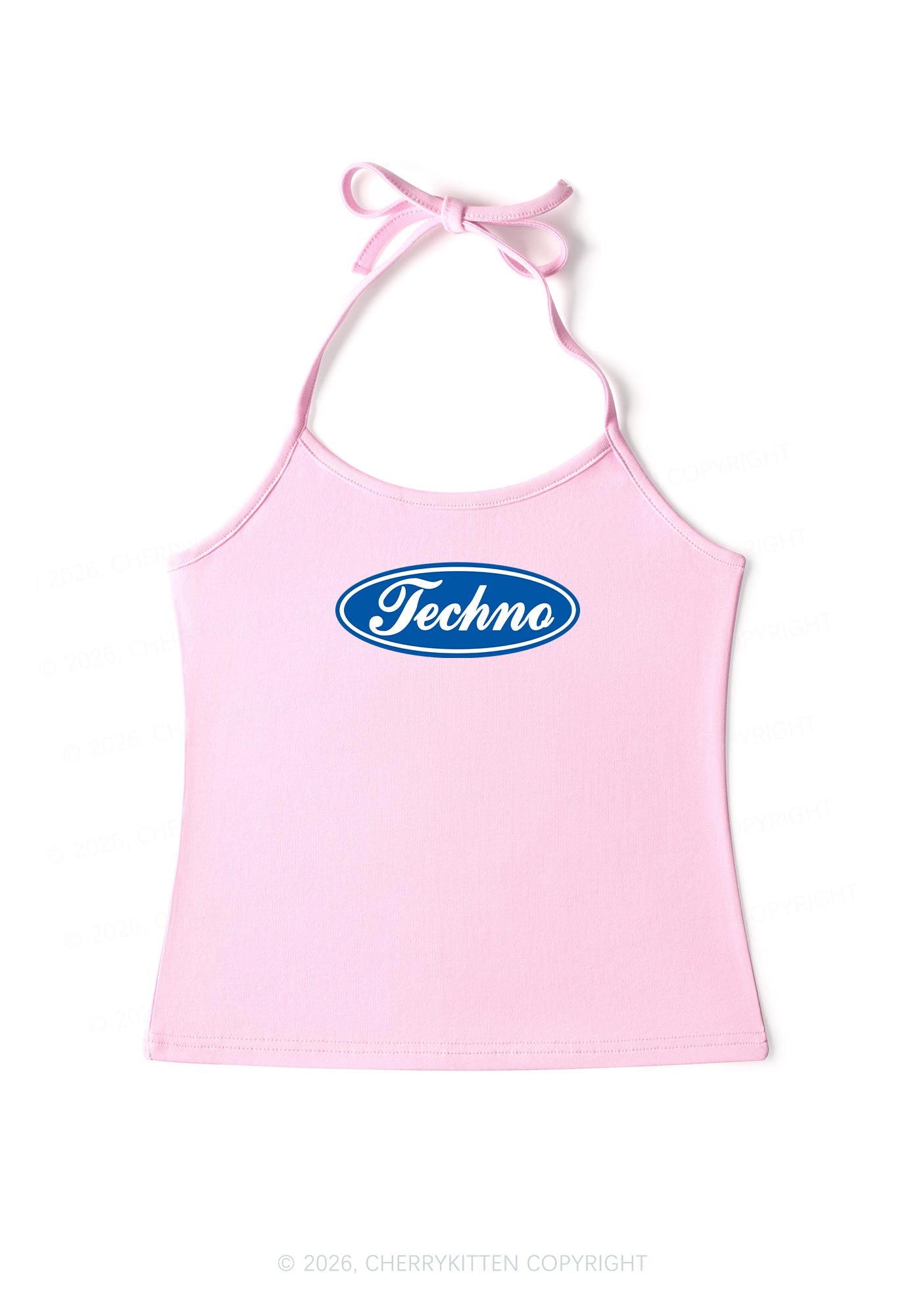 Oval Techno Y2K Halter Neck Cami Cherrykitten