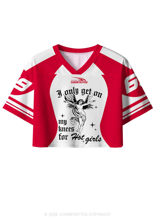 Get On My Knees For Hot Girls Pride Y2K Crop Sport Jersey Shirts Cherrykitten