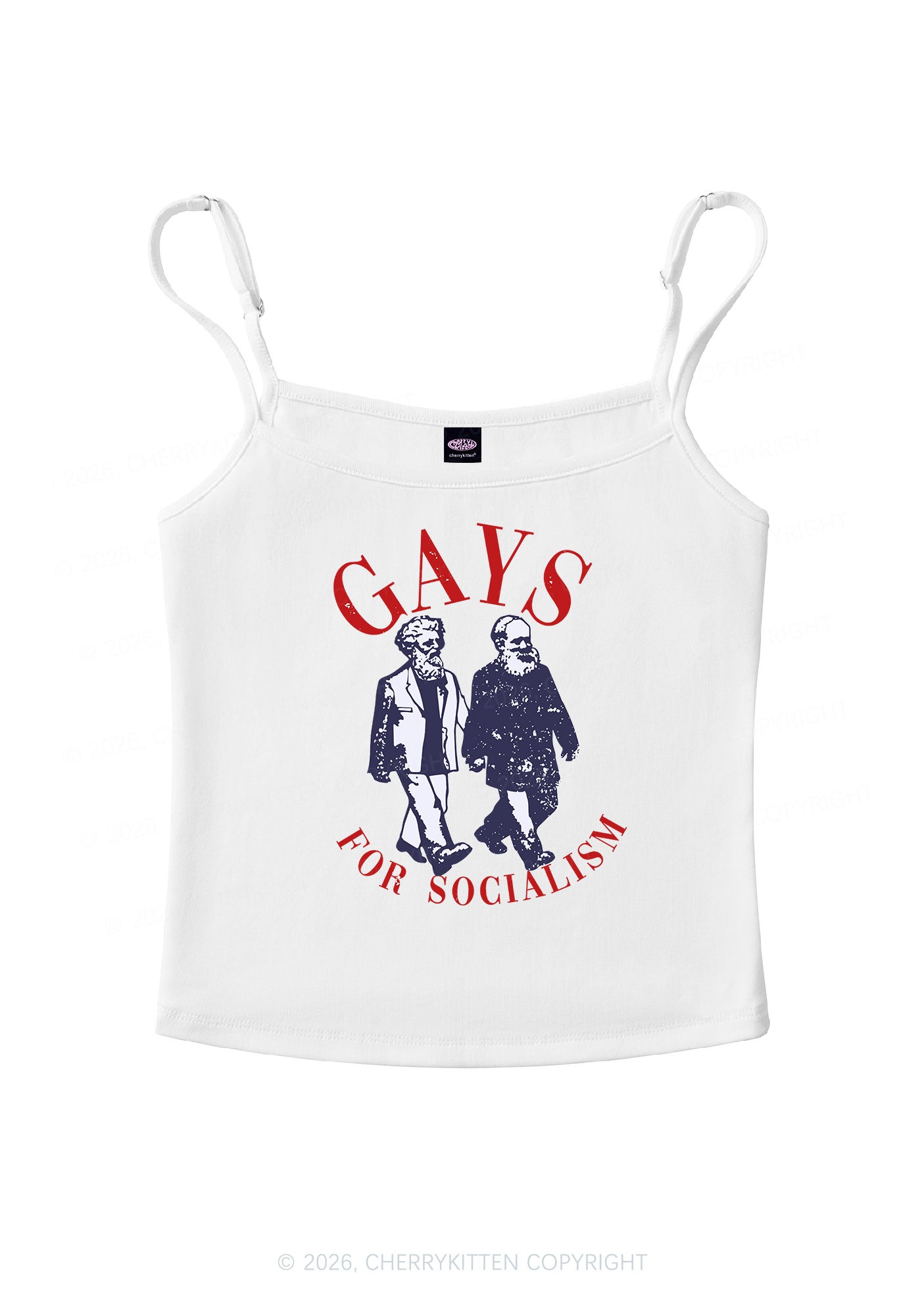 Gays For Socialism Pride Y2K Spaghetti Strap Cami Cherrykitten