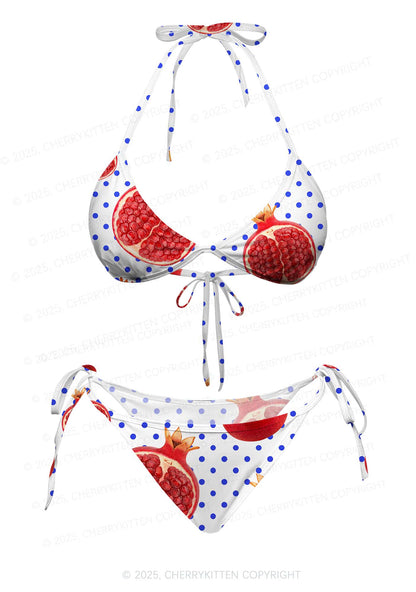 Red Pomegranate Y2K Print Bikini Set Cherrykitten