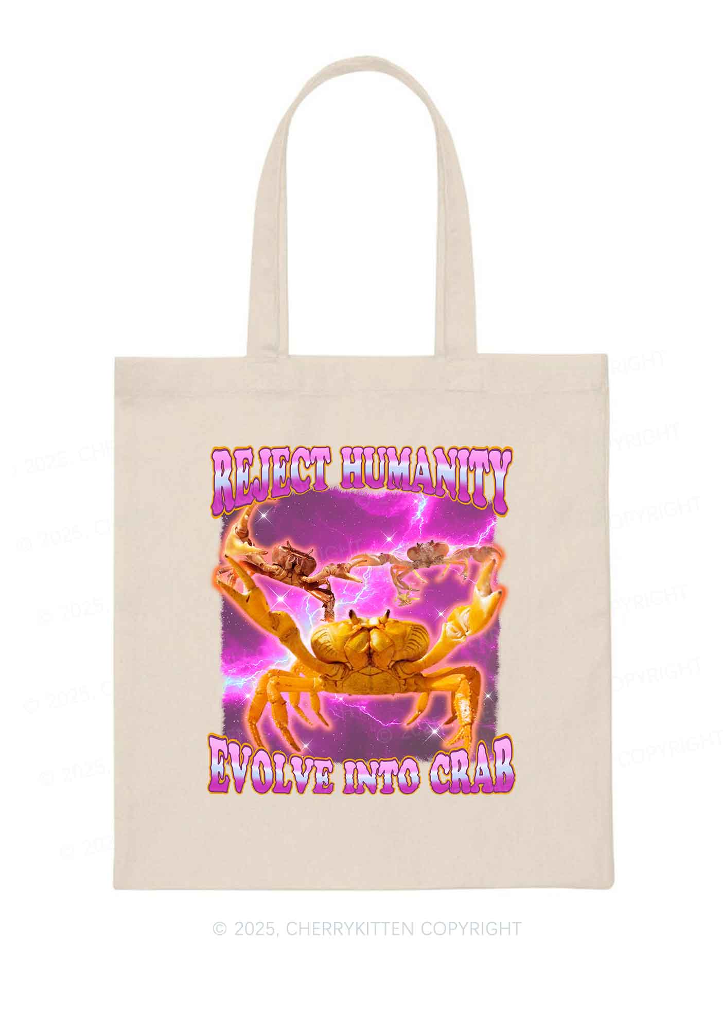 Reject Humanity Crab Y2K Canvas Tote Bag Cherrykitten
