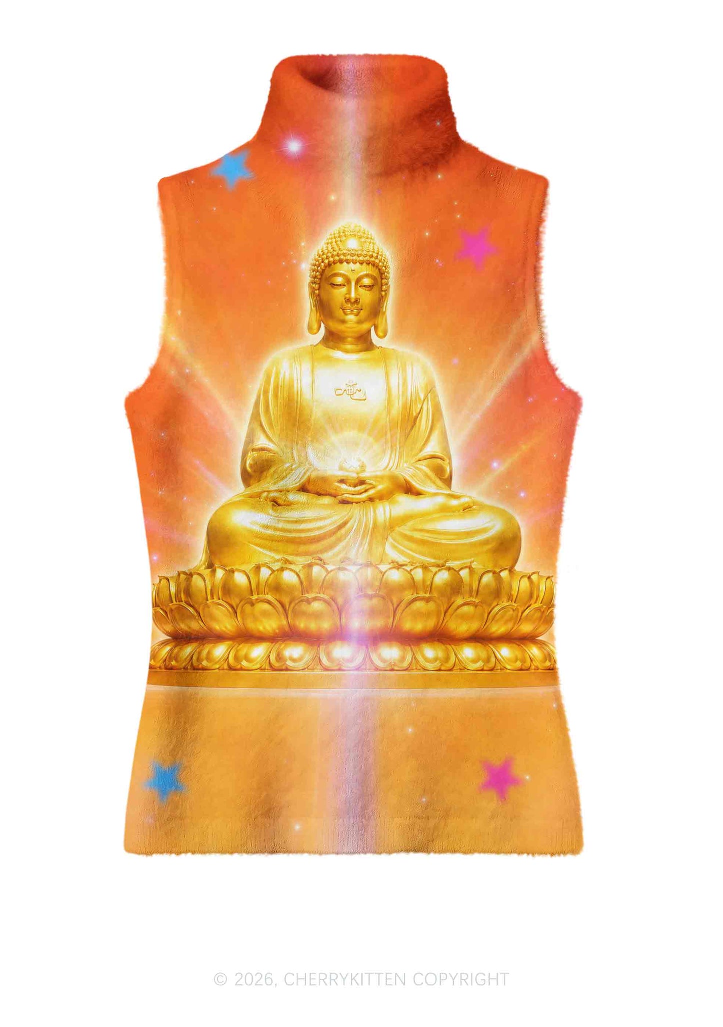 Golden Buddha Y2K Knit Turtleneck Tank Top Cherrykitten