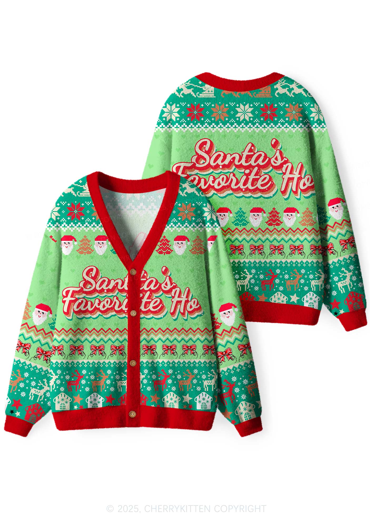 Santas Favorite Ho Y2K Christmas Cardigan Knit Sweatshirt Cherrykitten