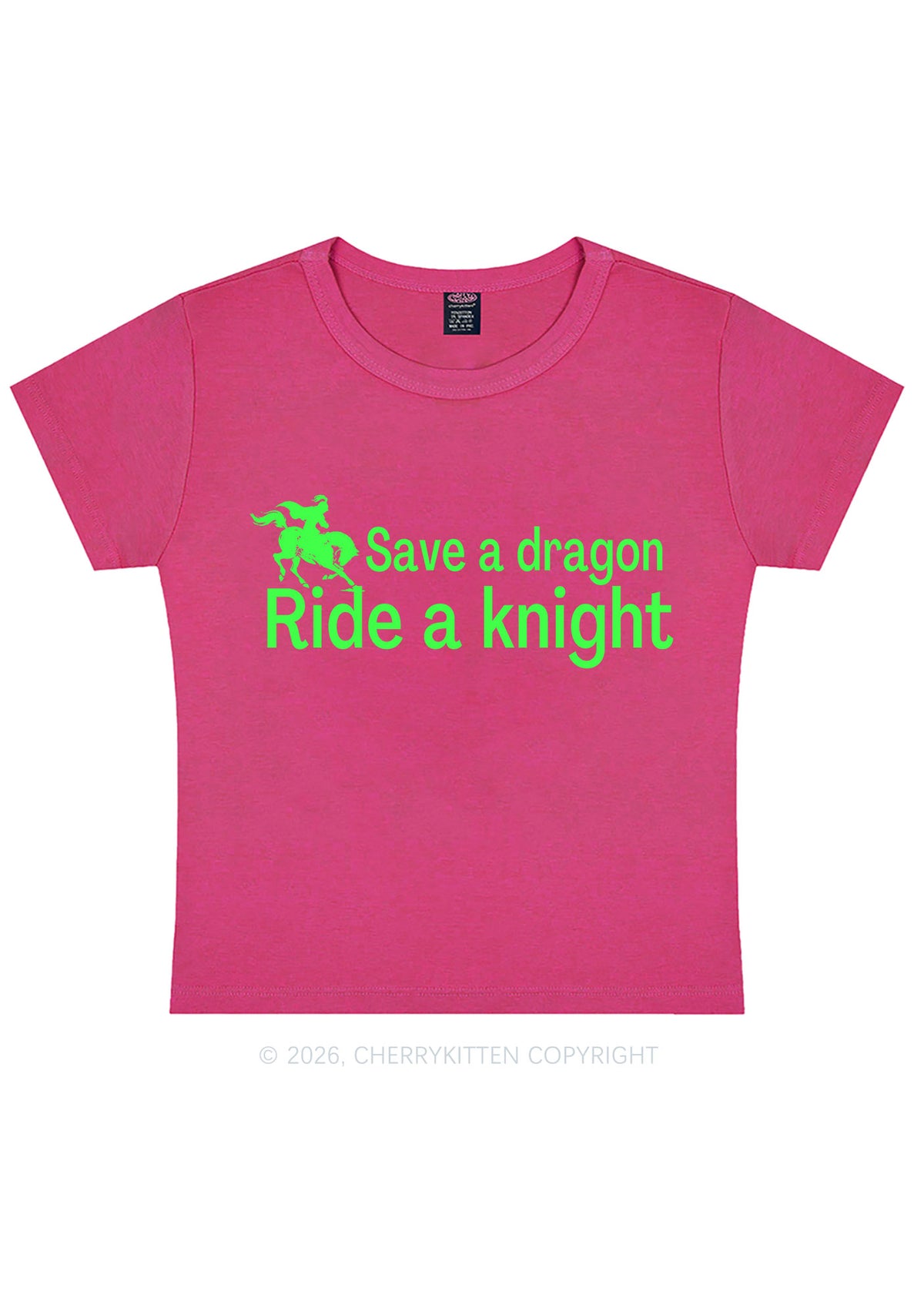 Save Dragon Ride Knight Y2K Baby Tee Cherrykitten