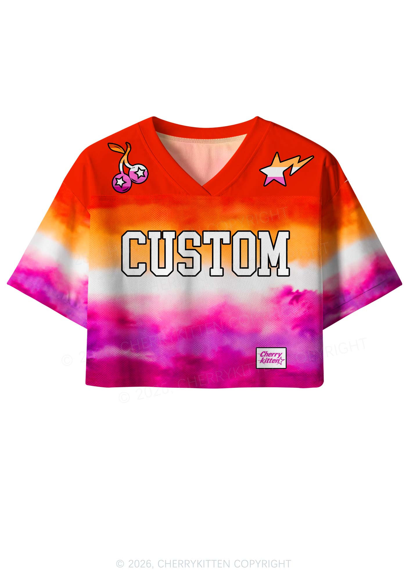 Custom Lesbian Flag Colors Pride Y2K Crop Sport Jersey Shirts Cherrykitten