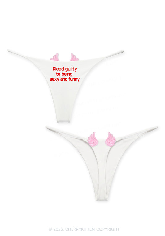 Plead Guilty To Being Funny Y2K Goth Angel Wings Bikini String Thong Cherrykitten