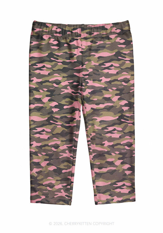 Pink Camouflage Y2K Print Capri Pants Cherrykitten