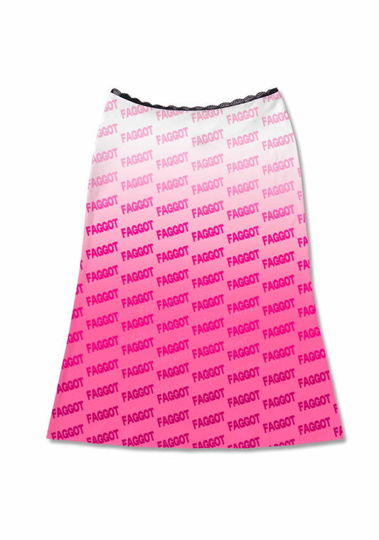 Faded Pink Faggot Pride Y2K Print Midi Skirt Cherrykitten