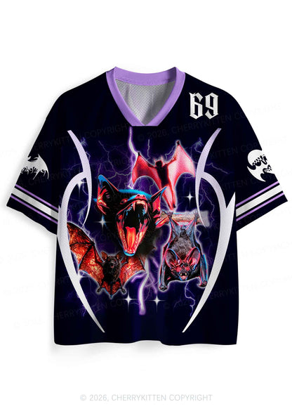 Halloween Purple Lightning Bat Y2K Sport Jersey Shirts Cherrykitten