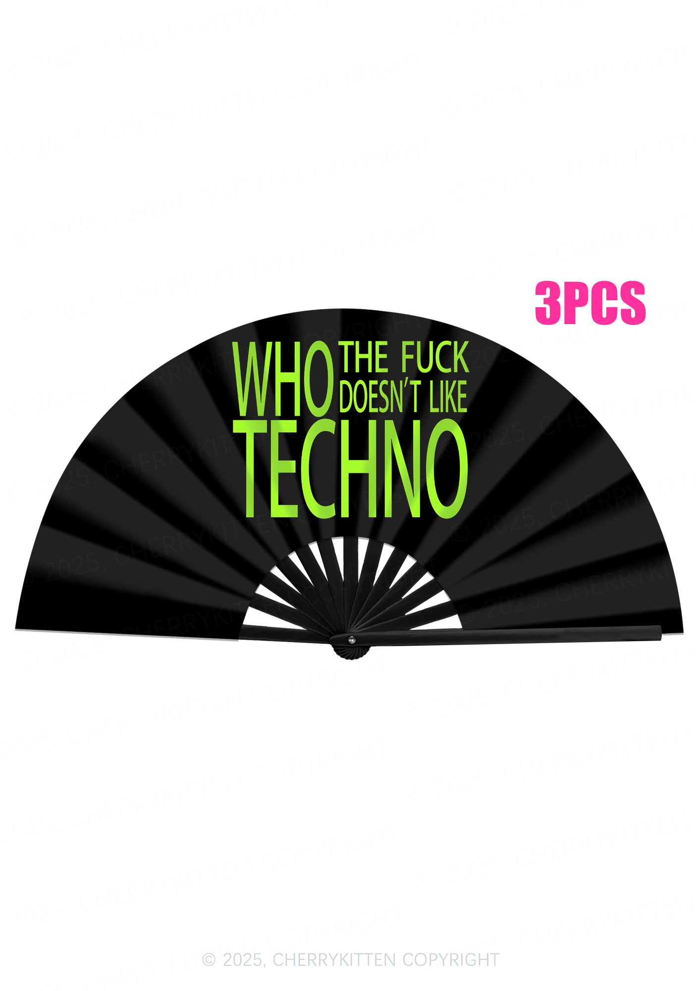 Who Doesnt Like Techno Y2K Rave Hand Fan Cherrykitten