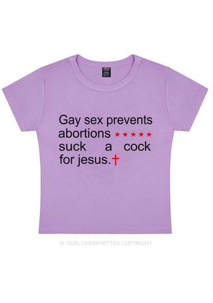 Suck A Cock For Jesus Pride Y2K Baby Tee Cherrykitten