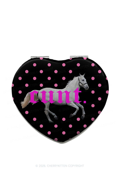 Pink Cxxt Horse Y2K Folding Makeup Mirror Cherrykitten