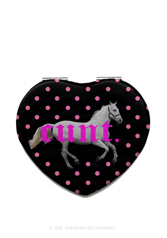 Pink Cxxt Horse Y2K Folding Makeup Mirror Cherrykitten