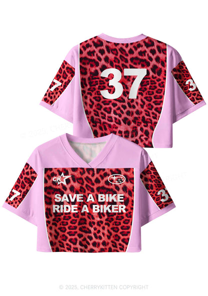 Custom Leopard Save Bike Ride Biker Y2K Crop Sport Jersey Shirts Cherrykitten