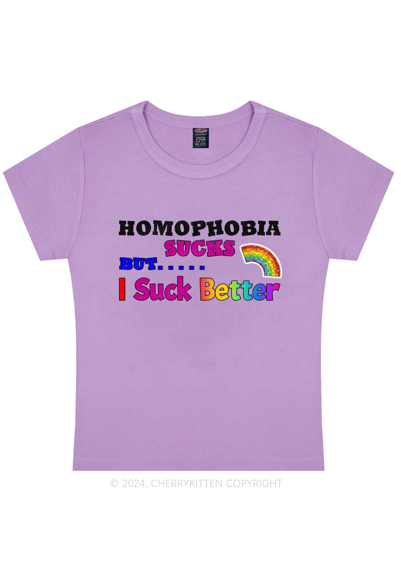 Curvy Homophobia Sucks Y2K Baby Tee Cherrykitten