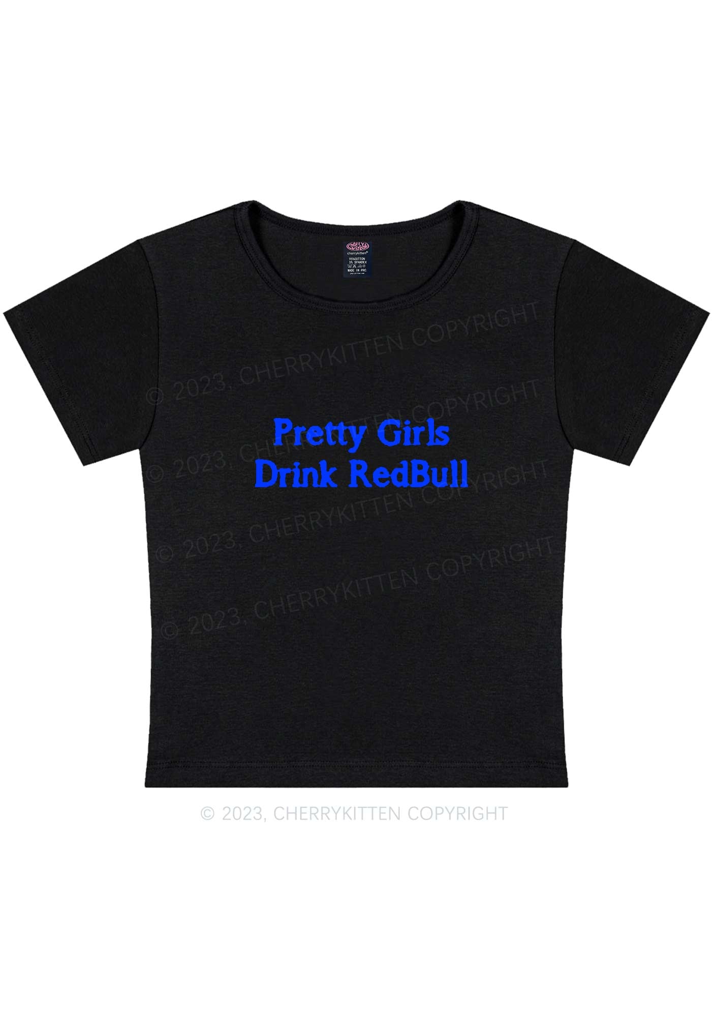 Pretty Girls Drink Redbull Y2K Baby Tee Cherrykitten