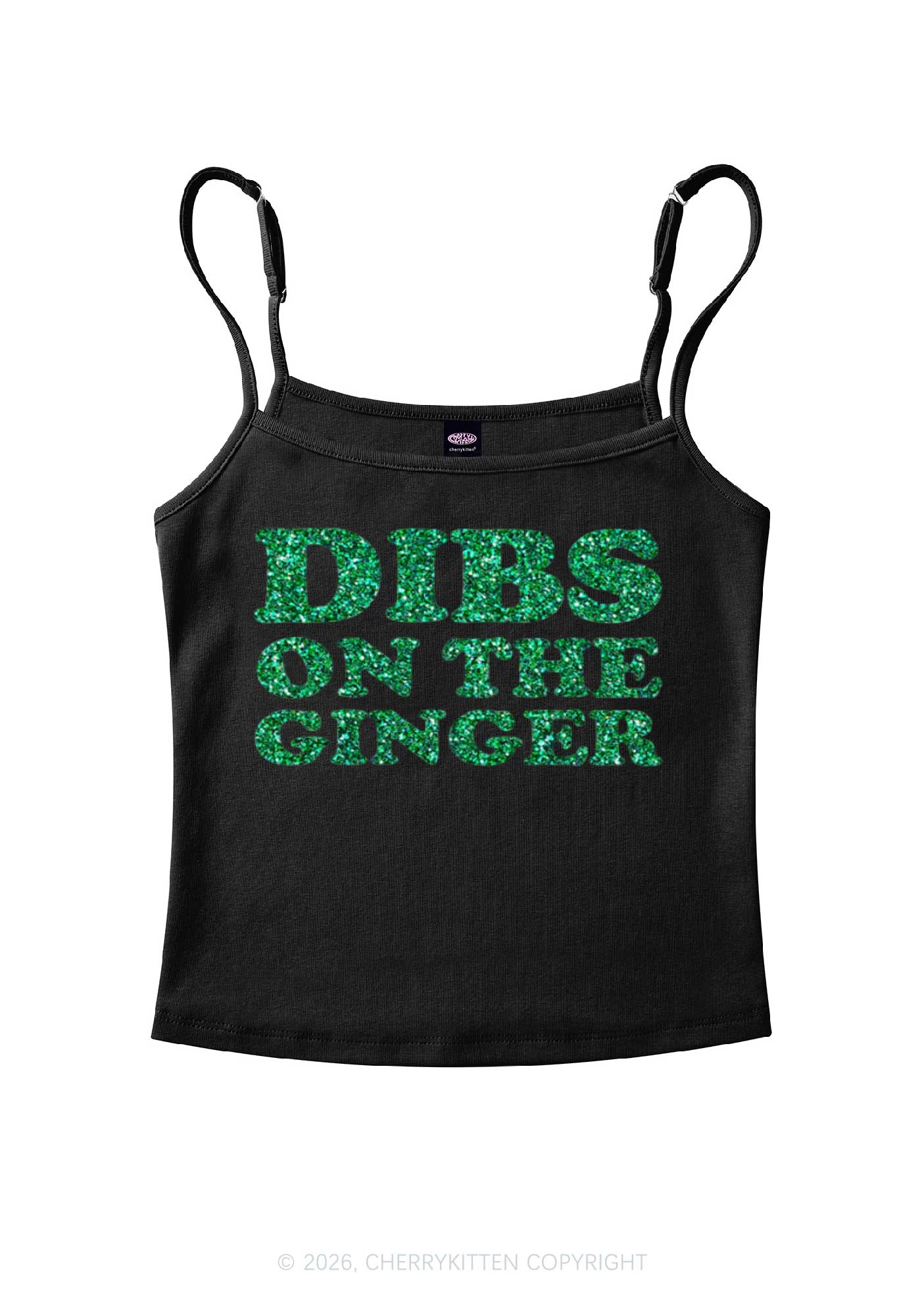 Glitter Dibs On The Ginger St Patricks Y2K Spaghetti Strap Cami Cherrykitten
