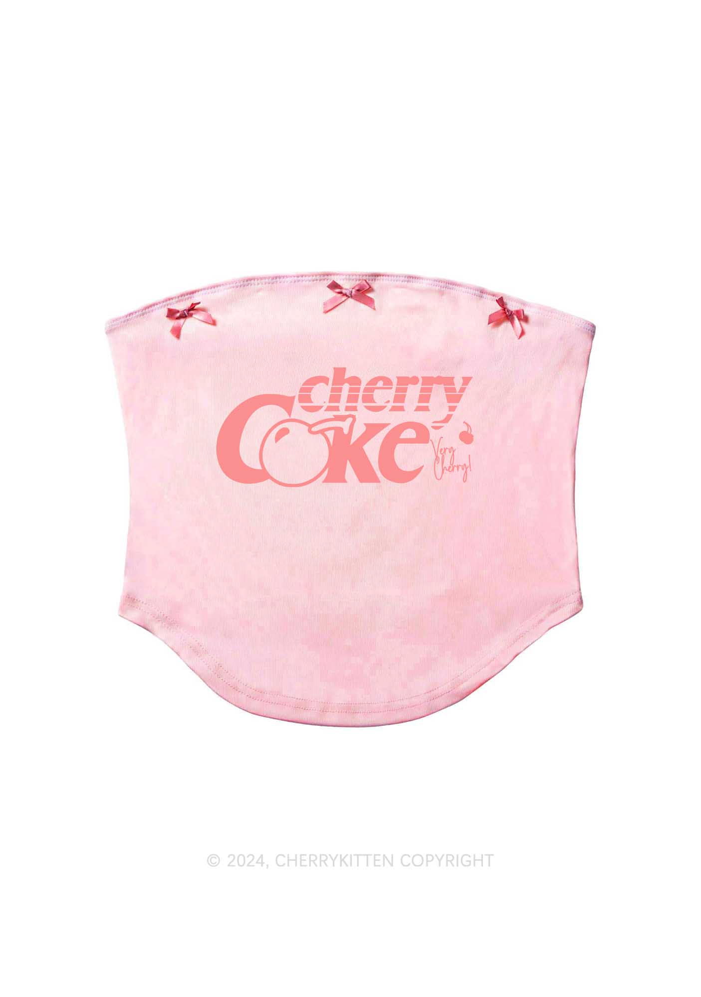 Very Cherry Coke Y2K Pink Bow Tie Tube Top Cherrykitten