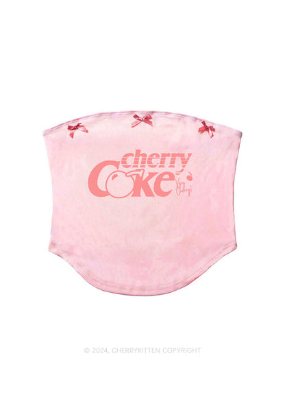 Very Cherry Coke Y2K Pink Bow Tie Tube Top Cherrykitten