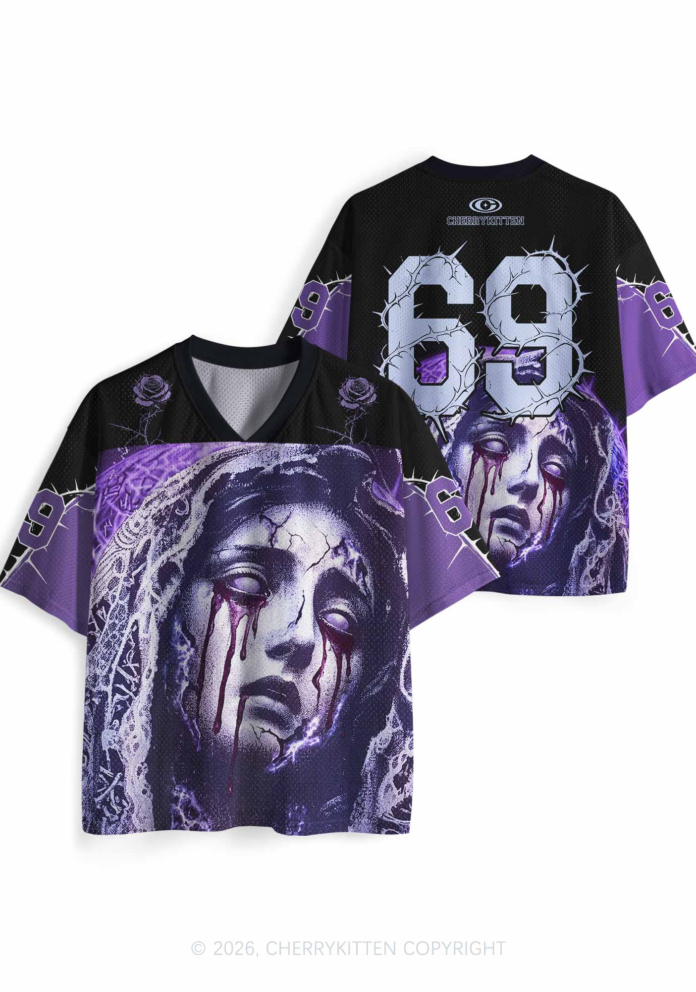 Halloween Weeping Veiled Woman Y2K Sport Jersey Shirts Cherrykitten
