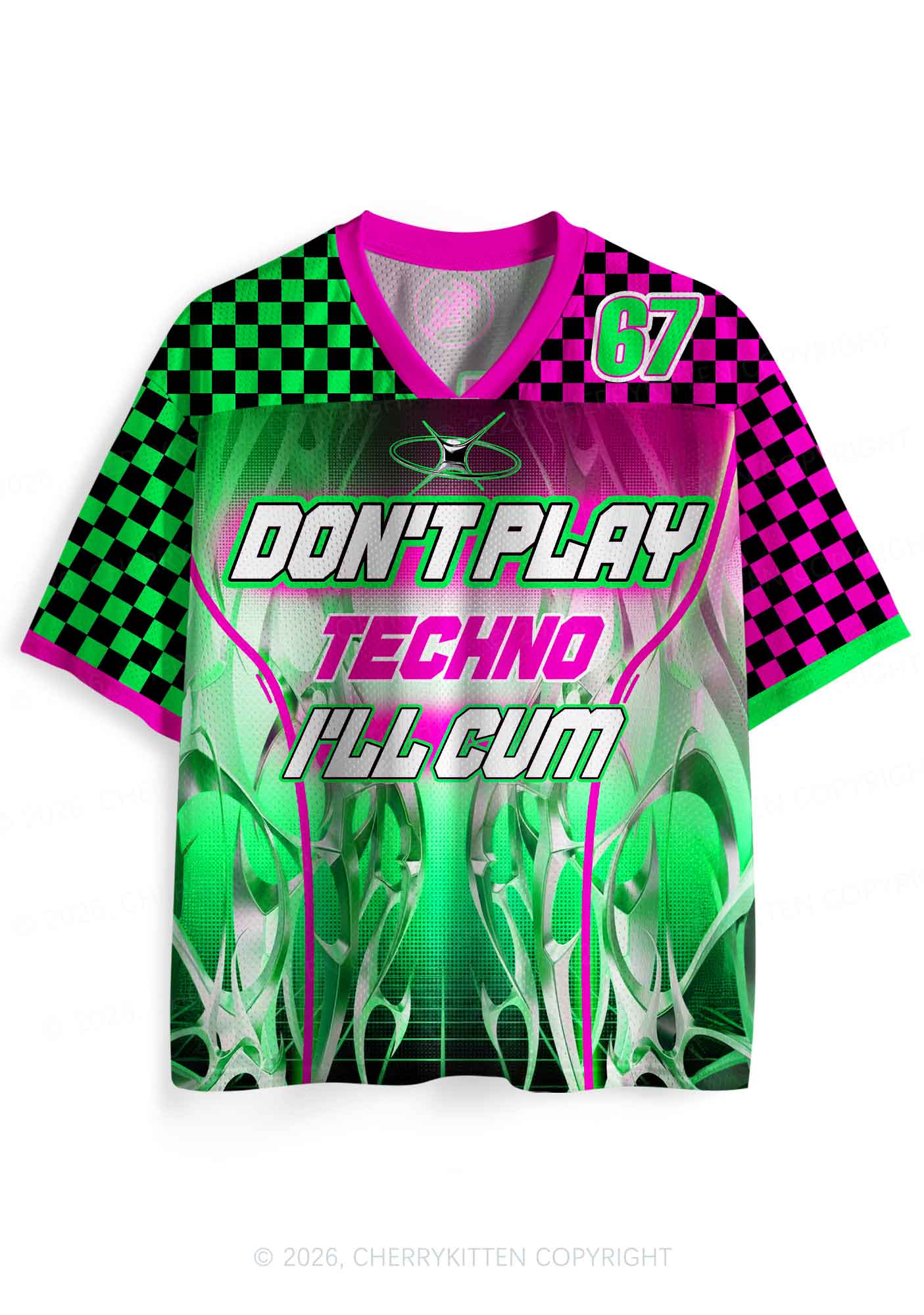Checkered Dont Play Techno Y2K Sport Jersey Shirts Cherrykitten