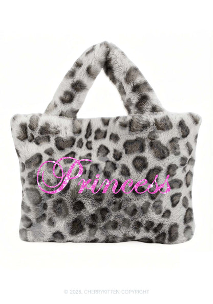 Glitter Leopard Princess Y2K Plush Leopard Handbag Cherrykitten
