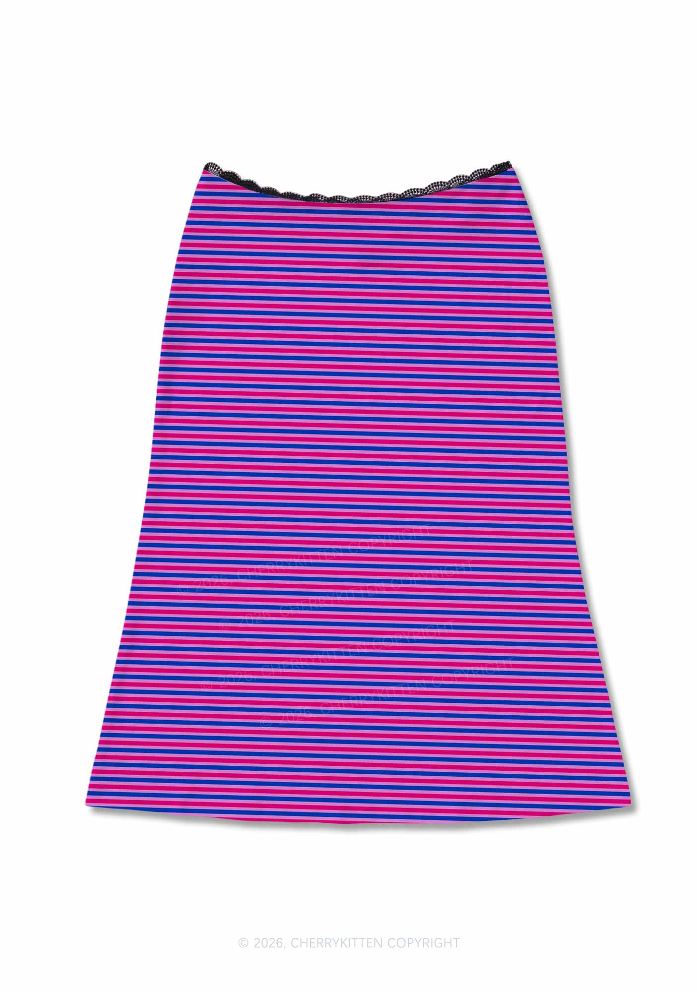 Bisexual Stripes Pride Y2K Print Midi Skirt Cherrykitten