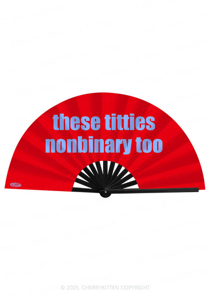 These Txtties Nonbinary Too Pride Y2K Rave Hand Fan Cherrykitten