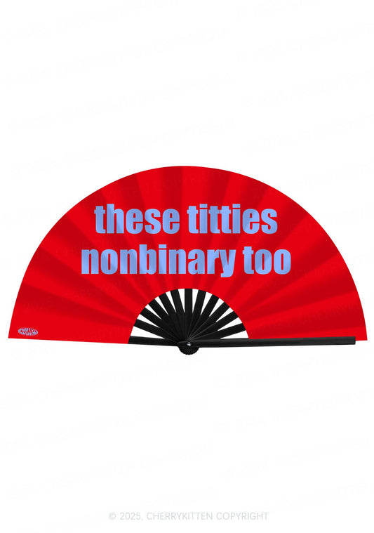 These Txtties Nonbinary Too Pride Y2K Rave Hand Fan Cherrykitten