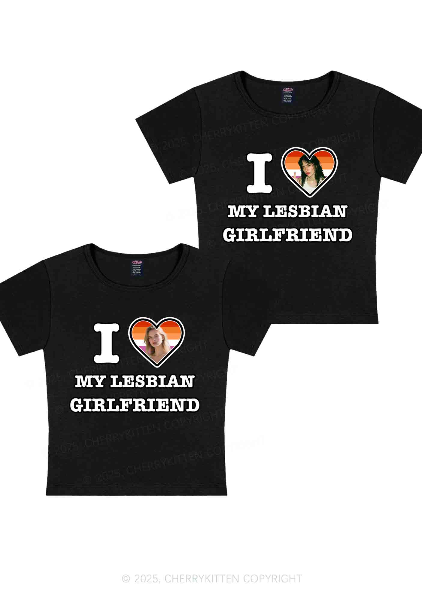 Custom My Lesbian GF Pride Y2K Valentine's Day Baby Tee Cherrykitten