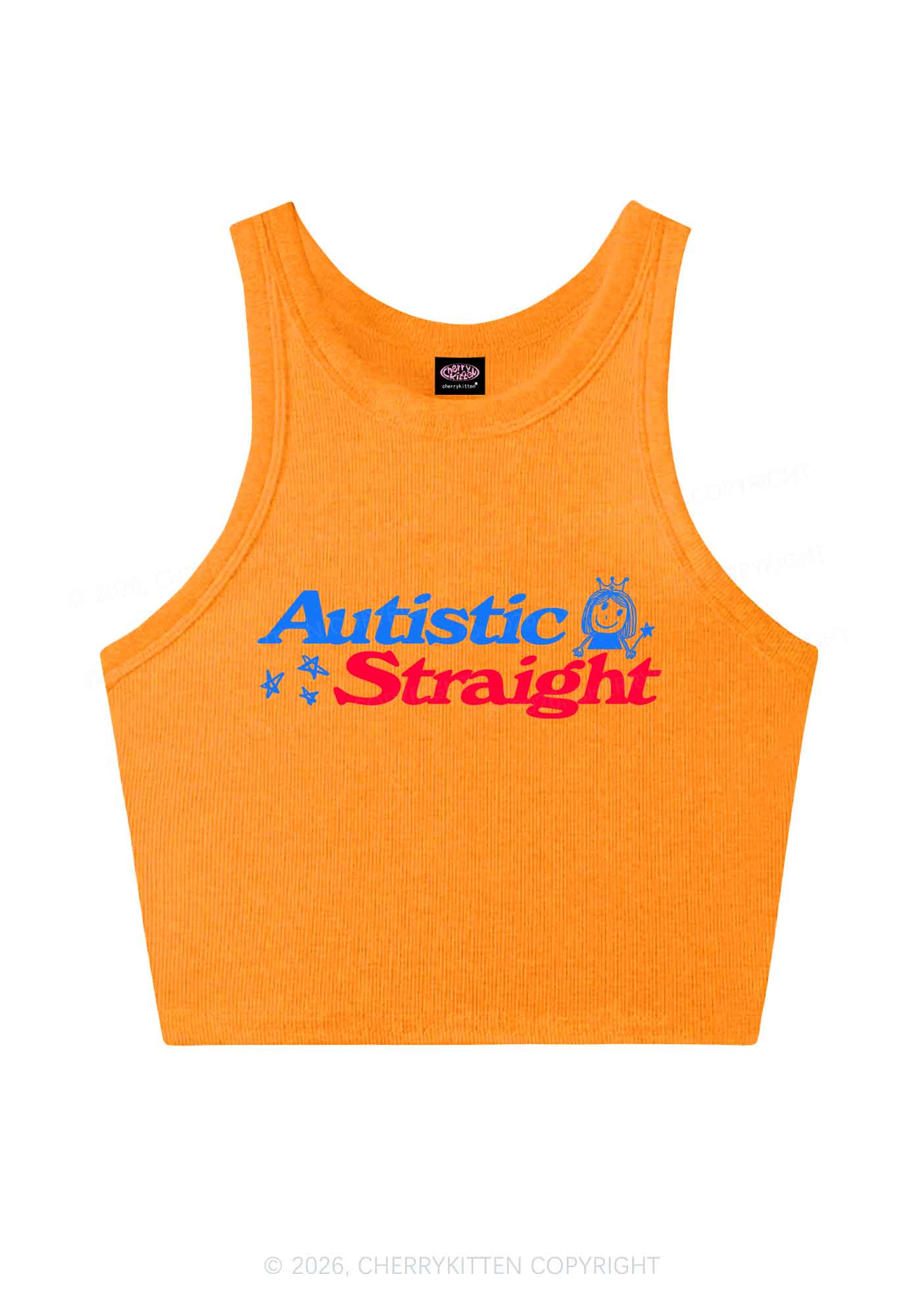Autistic Straight Pride Y2K Crop Tank Top Cherrykitten