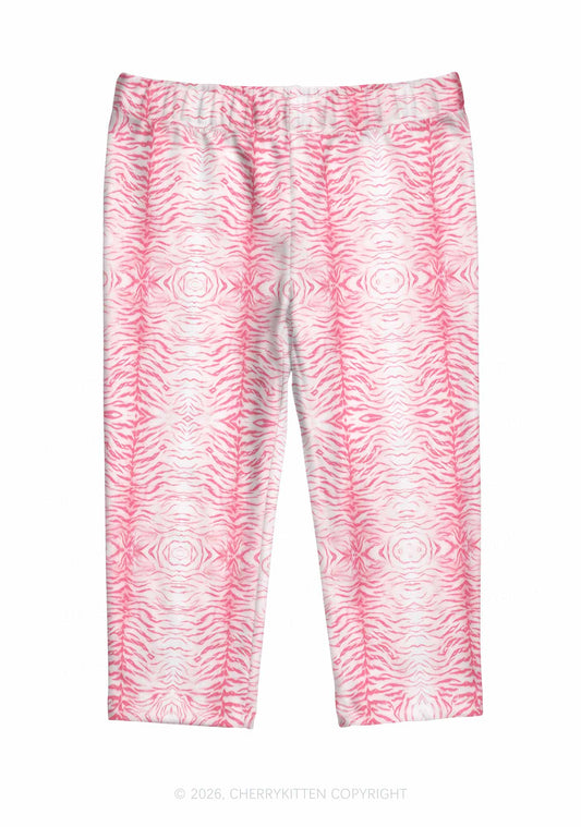 Pink Tiger Stripe Y2K Print Capri Pants Cherrykitten